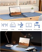 YSAGi Leather Desk Mat Large 60x35 cm Sea Blue Non-Slip Water Resistant view 6