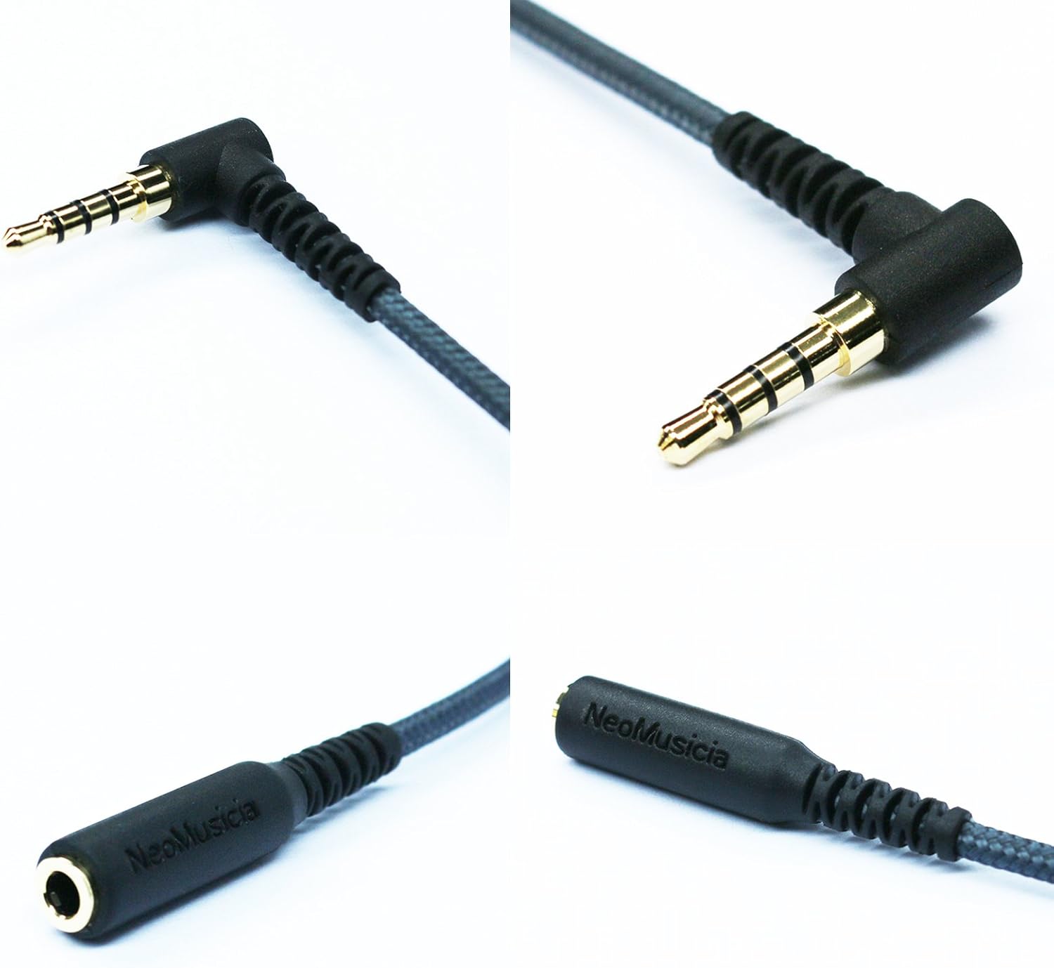 KetDirect 150cm(4.5ft) Right angle 4 pole 3.5mm 1/8 inch male to 4 pole 3.5mm 1/8 inch Female Stereo Audio headphone earphone Extension Cable adapter Cord Tangle-Free Braided wire - Image 5
