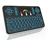 HENRYTECH Mini Wireless Keyboard with Touchpad,2.4GHz Rechargable Li-ion Battery Colorful Backlit Keyboard,Handheld Remote Control for Android TV Box, Windows PC, HTPC, IPTV, XBOX 360, PS3