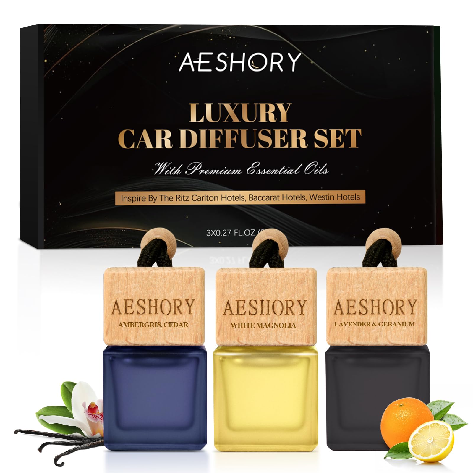 Photo 1 of Aeshory Car Air Freshener Hanging - 3-Pack, Car fresheners long lasting up to 60 Days, Car Air Freshener for Women and Men, Premium Car Aromatherapy Essential Oil Diffuser Gift Set? Hotel Series?