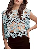 Yimoon Women's Hollow Out Floral Lace Vest