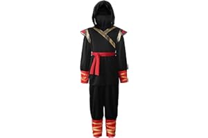 ReliBeauty Kids Ninja Costume for Boys,Black & Red