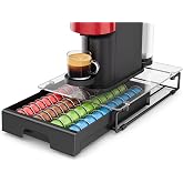 EVERIE Coffee Pod Drawer for Nespresso Vertuo, 40 Large/52 Small | Universal slots; 40 large/52 small; glass top; smooth pull-out; for Vertuo pods only