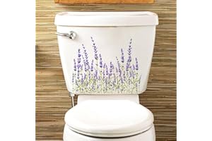 YUANHOLUMID Purple Plant Leaves Flowers Toilet Lid Stickers, Bathroom Accessorie,Removable Self-Adhesive Colorful Stickers Restroom Art Decoration Toilet Seat Sticker for Bathroom Cistern Decor Toilet Lid Decals