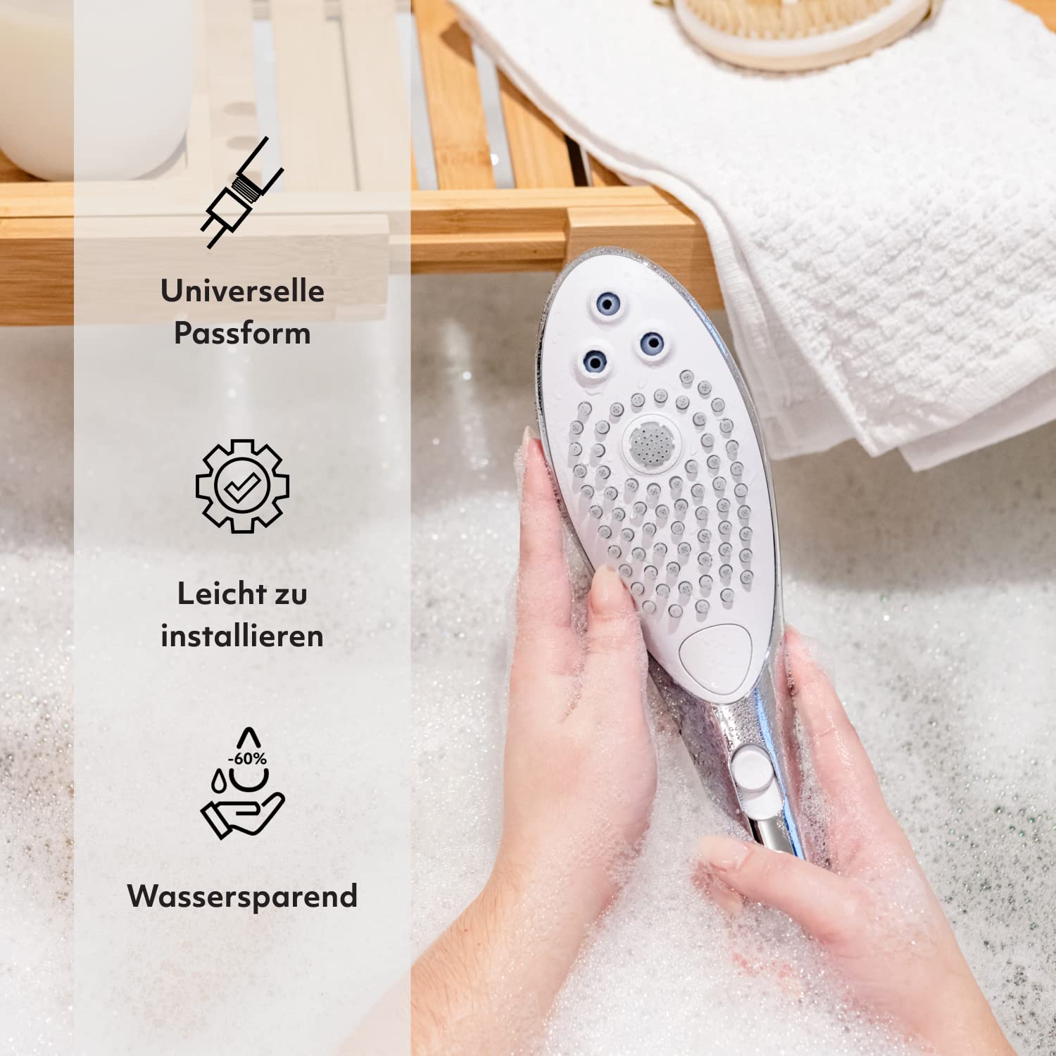 Womanizer Wave 2-in-1 Duschkopf, multifunktionaler, mit Stimulation - Intimmassagegerät mit speziellen Wasserstrahlen - 3 verschiedene Wasserstrahlmuster - chrom 7