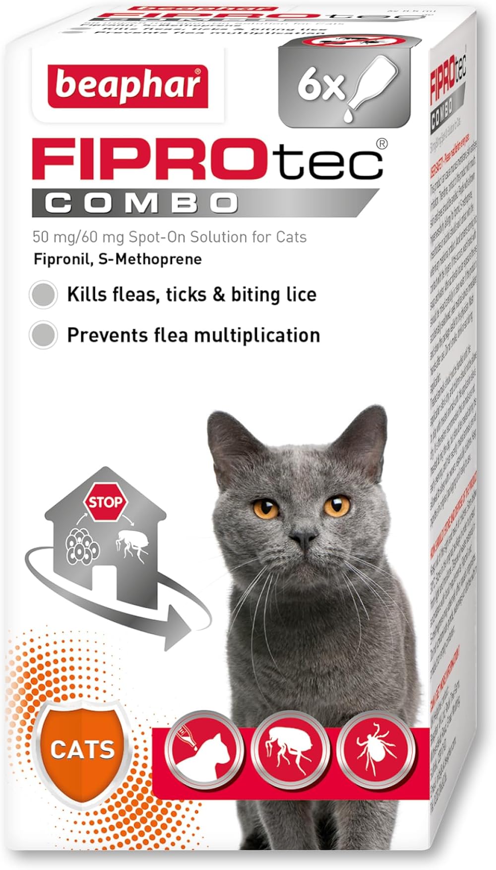Beaphar FIPROtec COMBO for Cats 6 pipettes Vet Strength Flea Tick