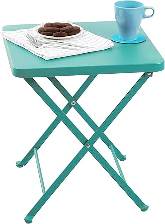 Phi Villa Outdoor Square Folding Side Table Folding Garden Table Small Patio Table Turquoise Amazon Co Uk Garden Outdoors
