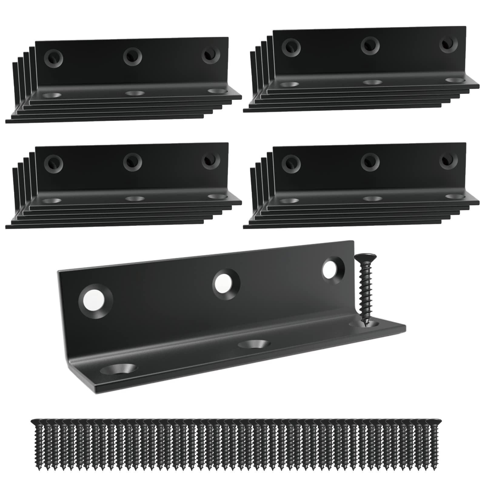 Photo 1 of L Bracket,Heavy Duty Corner Brace,Stainless Steel Corner Bracket,Black Large Angle Brackets, Metal Braces for Wood Aufuga (8, 3.2*0.8*0.8inch)