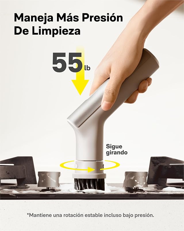 Limpiador giratorio eléctrico, IPX7, cepillo impermeable de cuerpo completo, limpiador inalámbrico de baño con 9 cabezales, hasta 22 pulgadas-libras