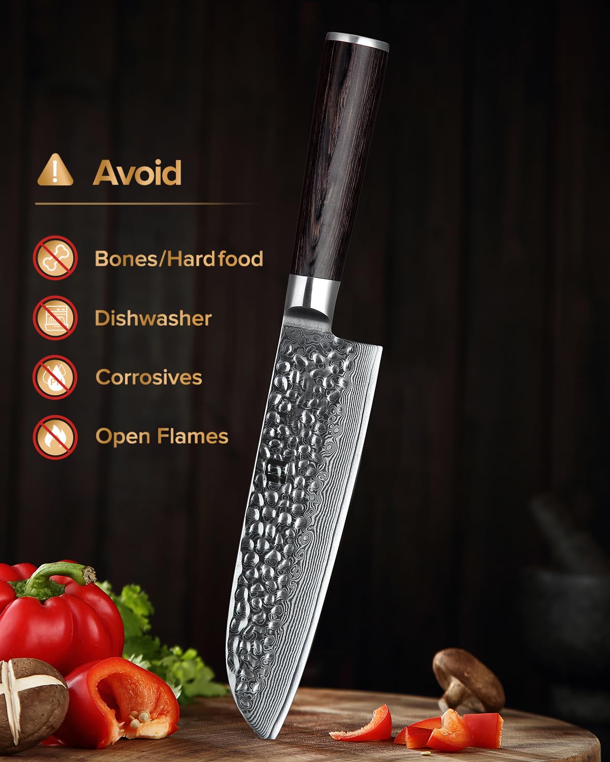 XINZUO Damaskus Küchenmesser Set 5er, Scharf Gyuto VG10 Edelstahl mit Hohem Kohlenstoffgehalt Chefmesser Santokumesser Nakirimesser Allzweckmesser Obstmesser Ergonomischer Pakkaholz Griff 8