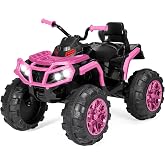 Best Choice Products 12V Kids Ride-On Electric ATV, 4-Wheeler Quad Car Toy w/Bluetooth Audio, 3.7mph Max Speed, Treaded Tires, LED Headlights, Radio - Pink