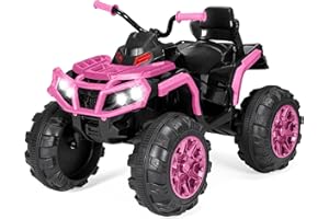 Best Choice Products 12V Kids Ride-On Electric ATV, 4-Wheeler Quad Car Toy w/Bluetooth Audio, 3.7mph Max Speed, Treaded Tires, LED Headlights, Radio - Pink
