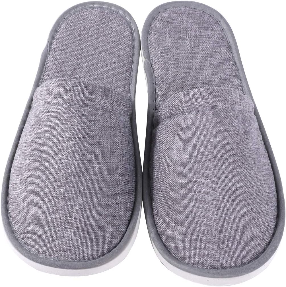 NEODIKO 5 Pairs Disposable Slippers for Women, Flax Disposable Slippers