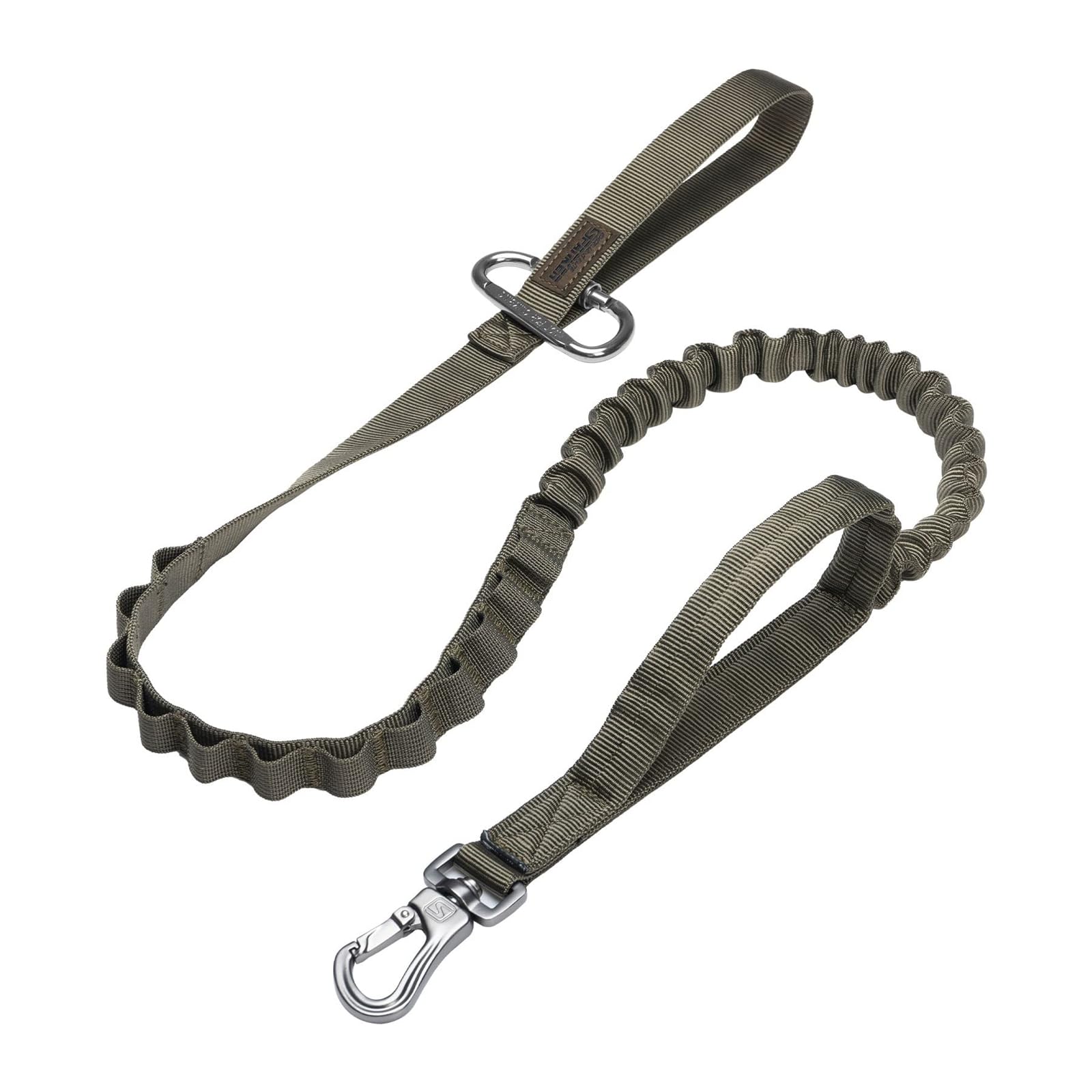 EXCELLENT ELITE SPANKER Tactical Bungee Dog Leash Military Adjustable Dog Leash Quick Release Elastic Leads Rope with 2 Control Handle(Army Green)