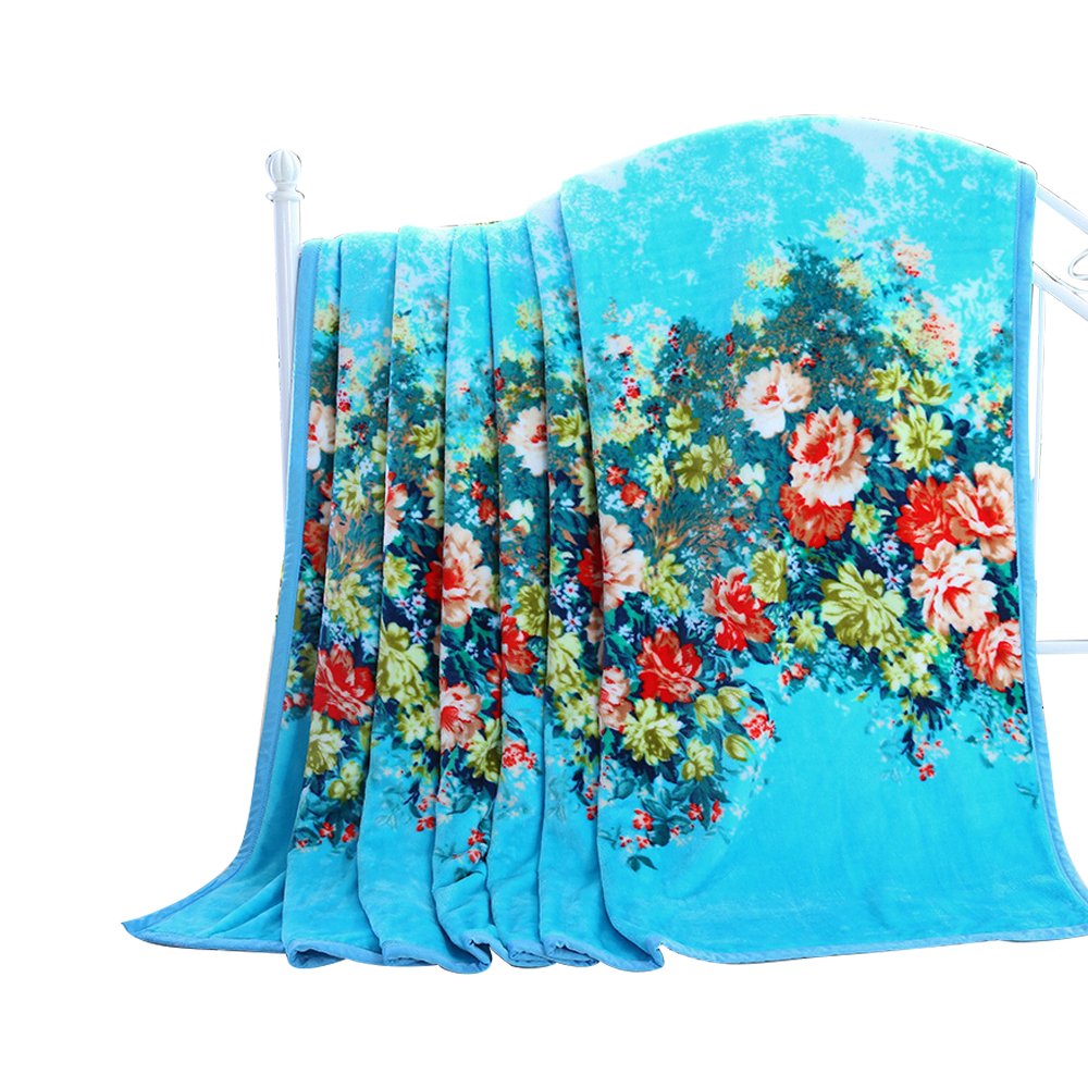 MYLUNE HOME Faux Fur Mink Fleece Blanket Throws with Flower Pattern on Chair Sofa and Bed Full/Queen/King Size