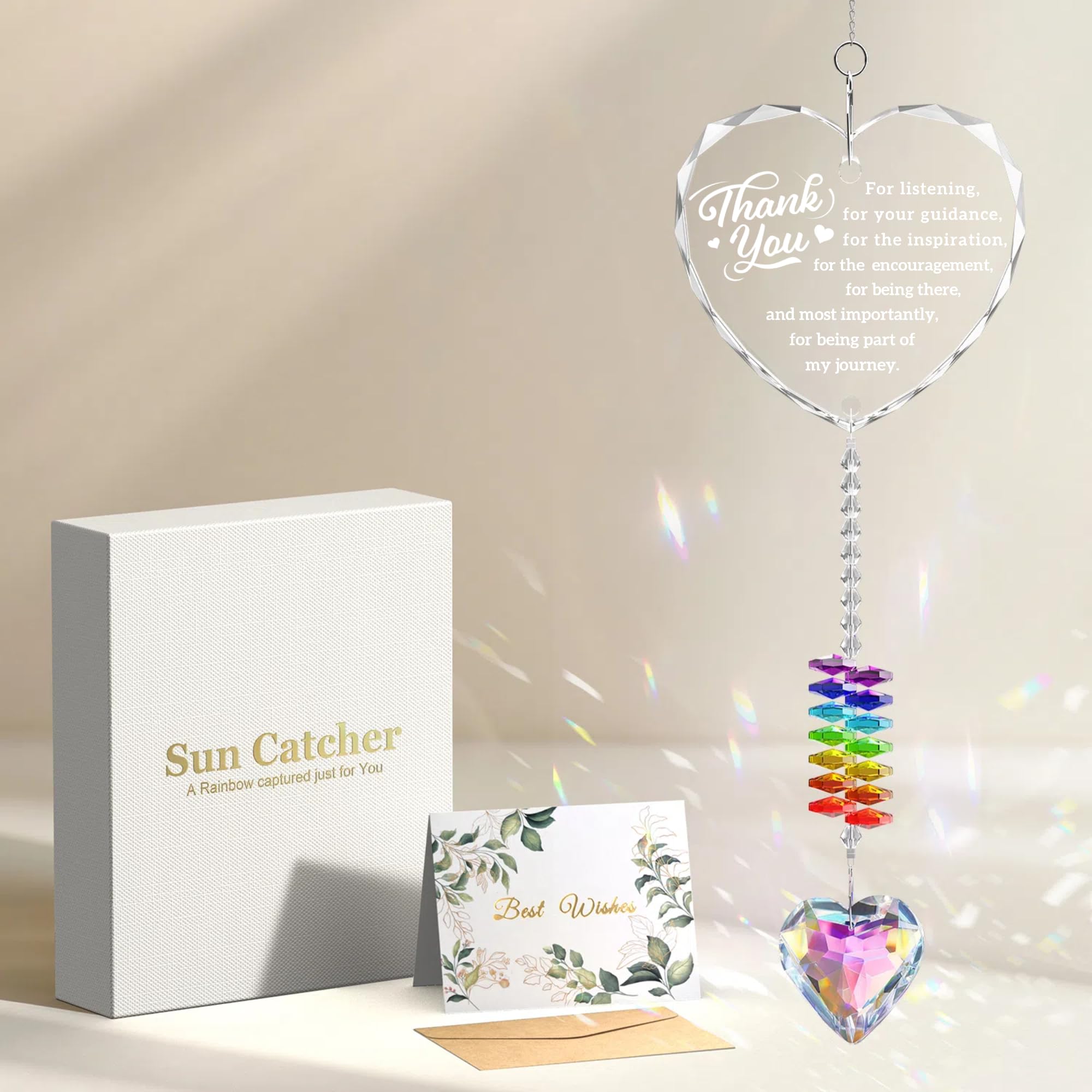 Oikomai Thank You Gifts for Women - Crystal Sun Catcher Appreciation Gifts for Teacher, Friend, Nurse, Coworker, Boss, Employee - Retirement Farewell Christmas Glass Ornaments