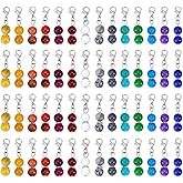 PH PandaHall 56pcs 14 Colors Round Bead Dangle Charms, 1.3 Inch Glass Round Beads with Platinum Lobster Claw Clasps Dangle Pendants for DIY Necklace Bracelet Jewelry Keychain Stitch Markers Making