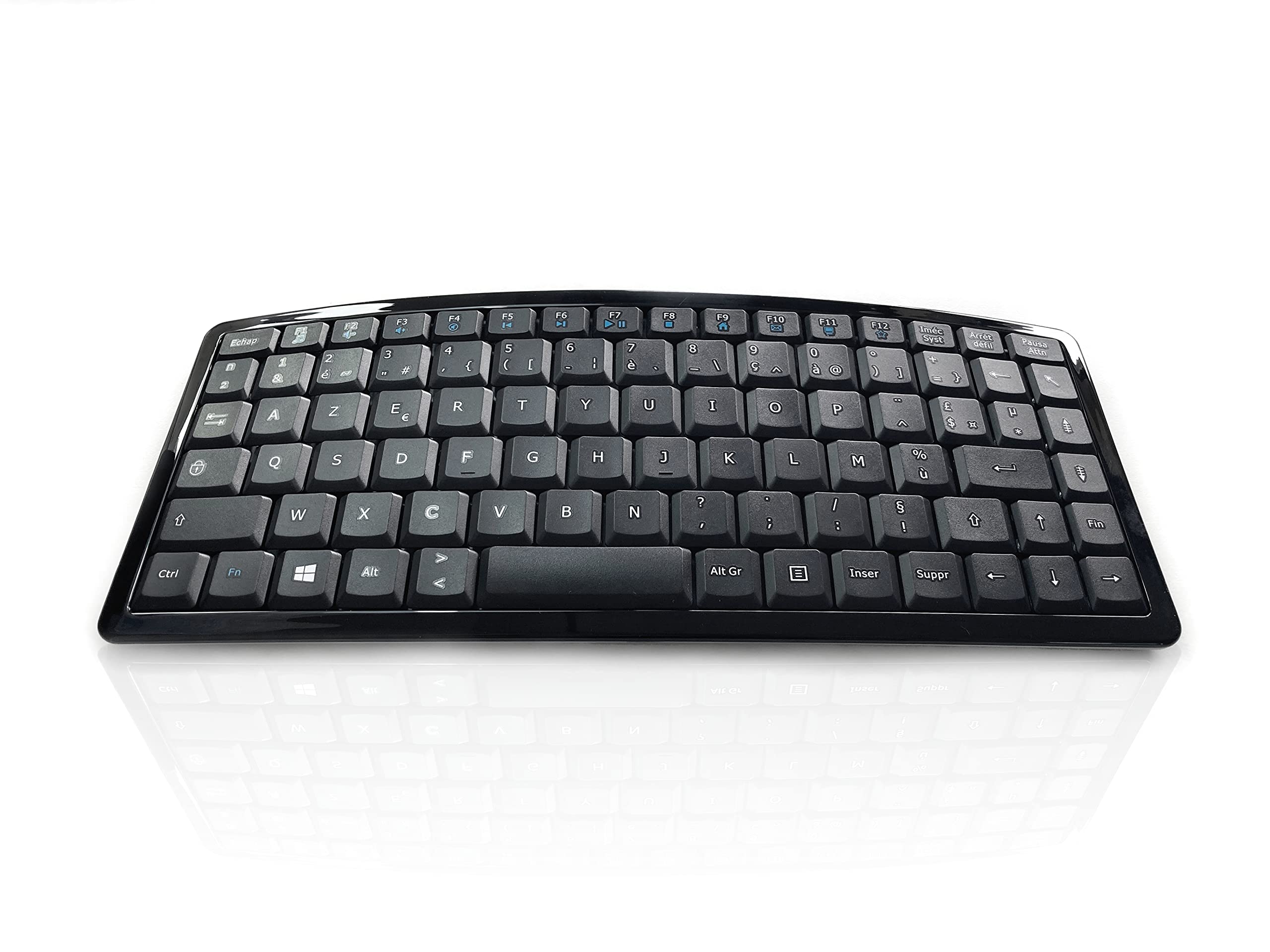 Accuratus Curve FRENCH - Wireless RF 2.4GHz Mini Curved, Arc shaped and Contoured Scissor Key French Layout Keyboard