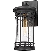 Outdoor Wall Sconce, Farmhouse Outdoor Wall Lantern with Seeded Glass ,Waterproof Exterior Lighting Fixture, Anti-Rust lamp L