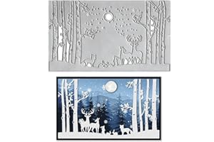 Estivaux Christmas Trees Elk Die Cuts for Card Making, 3D Xmas Snowflake Cutting Dies Winter Forest Animals Dies Embossing Template for Scrapbooking DIY Cards Album Crafts Supplies (7.87x4.65inch)