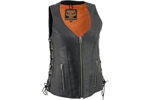 MLL4531 Women's Open Neck Leather Vest