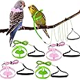 Shappy 4 Pieces Pet Parrot Bird Harness Leash Adjustable Bird Flying Harness Traction Rope with Cute for Parrots Pigeons Budgerigar Lovebird Cockatiel Mynah Outdoor Training Toy (Green, Pink,XS)