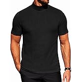 COOFANDY Men's Mock Turtleneck Short Sleeve Soft Lightweight Sweater Ribbed Knit Pullover Casual Basic Tops