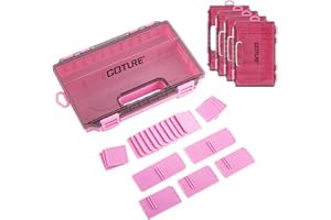 Goture Fishing Tackle Box Organizer - Transparent Fishing Organizer Box w/Measurement Ruler, Adjustable Dividers, Dual Latche