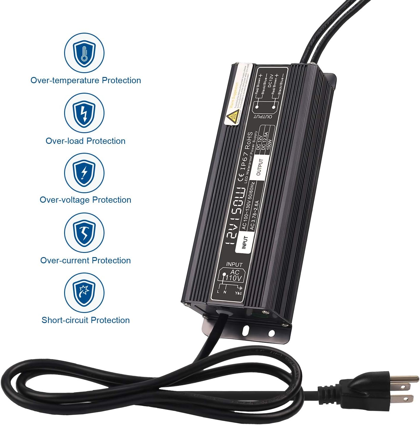 SUNVIE 150W 12V Landscape Lighting Transformer, Outdoor Low Voltage