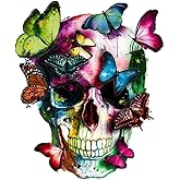 Kramer Sticker's Shop Skull & Butterfly Multicolor Vinyl Sticker for Car, Truck, Motorcycle & Laptop