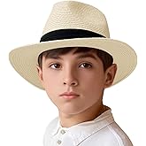 Jastore Little Kids Girls Boys Summer Fedora Straw Hat Wide Brim Floppy Beach Sun Visor Hat