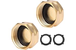 Sanpaint 2 Pack Garden Hose End Caps with Washers, Brass Spigot Cap, 3/4" Female End Cap