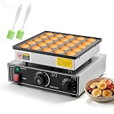 SEYOKOT Mini Pancake Maker Machine 25 Holes, 950W Commercial Poffertjes Maker, Non-Stick Stainless Steel Dutch Muffin Machine for Restaurants, Bakeries, Food Trucks &amp; Home Breakfast