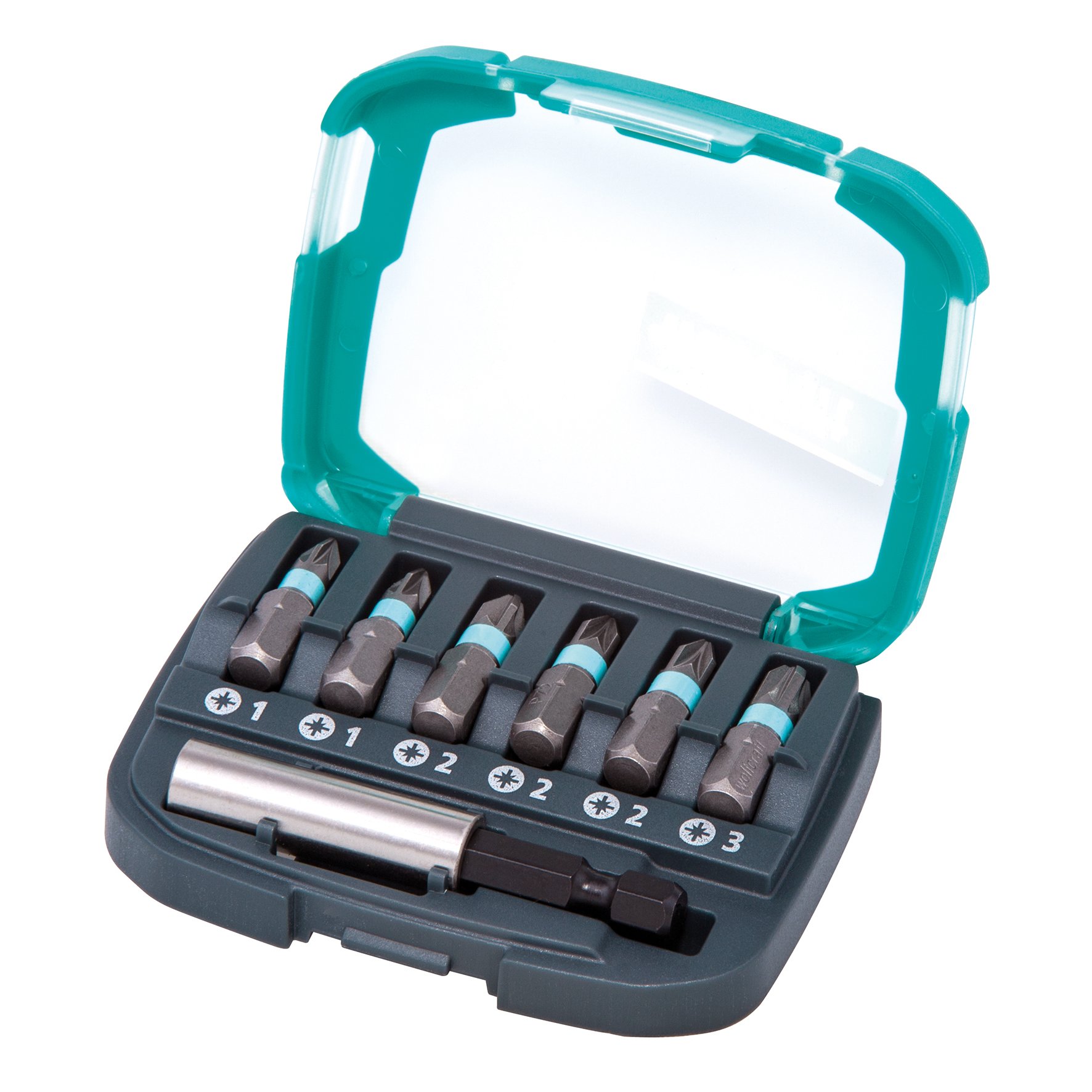 wolfcraft Bit Box Crosshead (PZ 1-3), 7 Pcs. I 2977000 I 6 Solid bits in various sizes, incl. bit holder