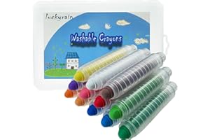 Luckyrain Washable Crayons for Kids, 12 Colors, Non-Toxic, Coloring Art Supplies, Gift for Boys and Girls Back to School