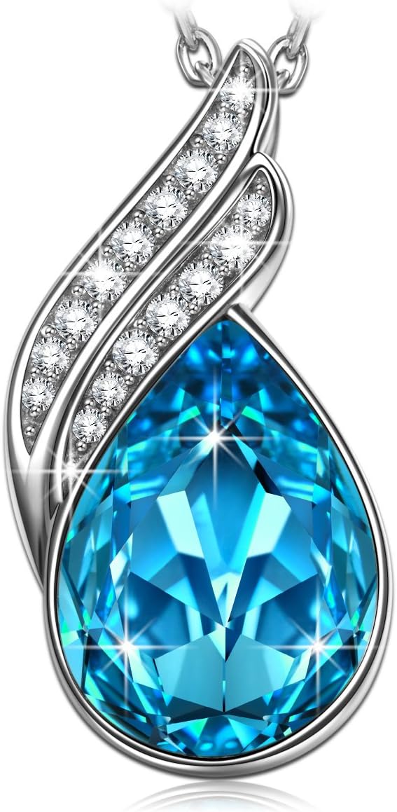 ANGEL NINA Christmas Necklace Gifts for Women Take Away Grief Teardrop Pendant Necklace, Crystals from Swarovski, 925 Sterling Silver, Elegant Jewellery Gift Box, Subtle and Glamorous Style