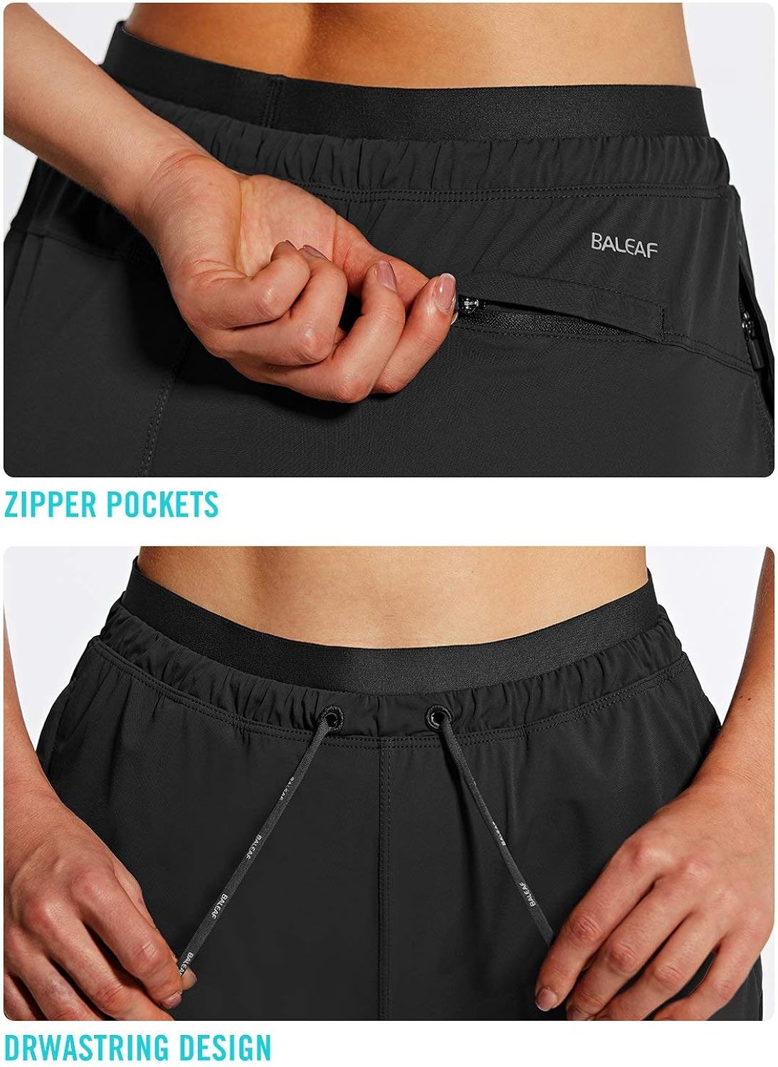 BALEAF Women's Shorts 4" Hiking Shorts Quick Dry with Zip Pockets UPF 50+ Stretch Outdoor Running Active Workout Gym: Clothing