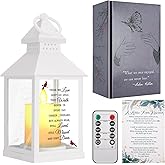 Sympathy Gifts for Loss of Loved One, Bereavement Memorial Lanterns with Card - Remembrance Gifts for Loss of Mother or Father with Candle and Remote (White)