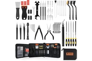 INTARSIO 68Pcs 3D Printer Tools Kit with Storage Case, 3D Printer Accessories - Deburring Tool, 3D Printer Removing Scrapers, Metal Files, Brushes, Hand Drill, Tweezers, for Bambu Lab, Ender 3, Kobra, etc.