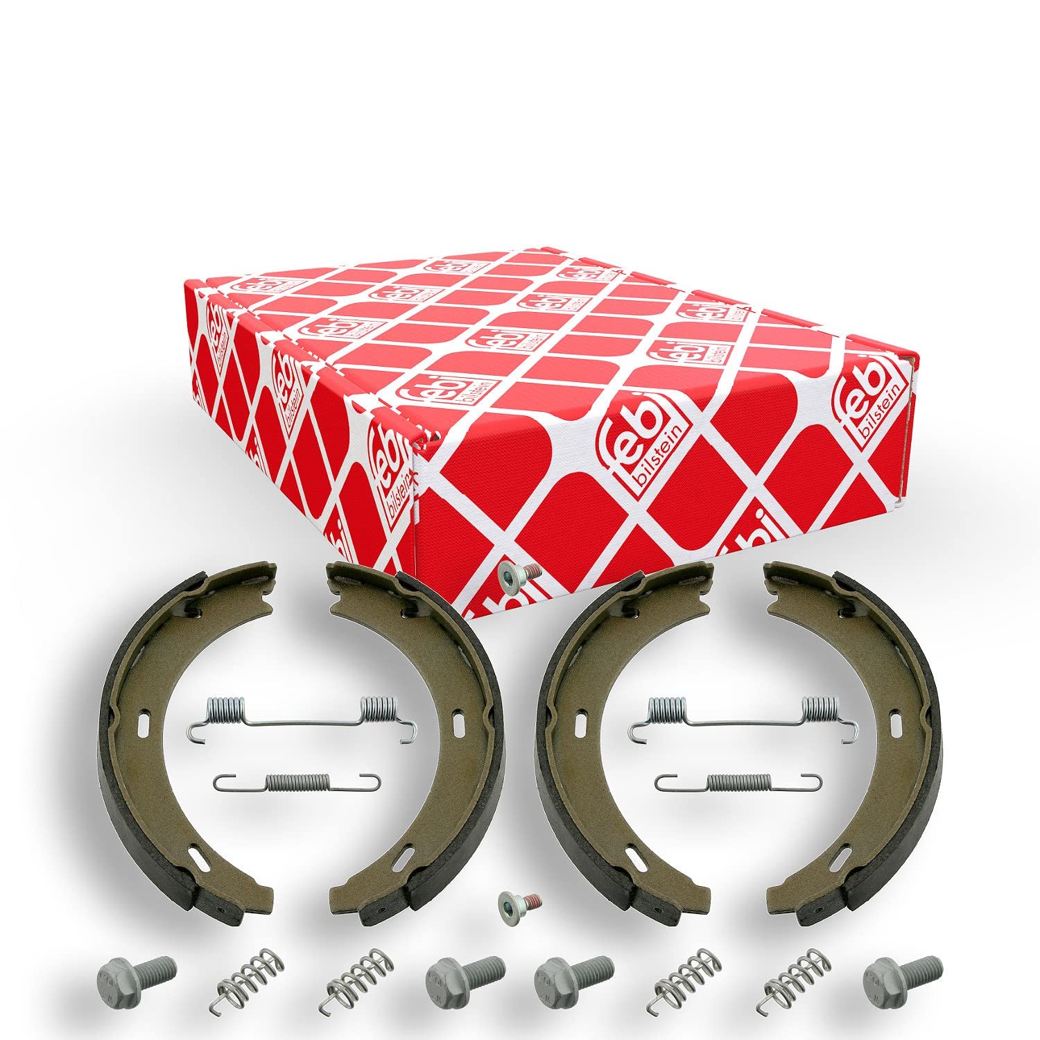 febi bilstein 02100 Brake Shoe Set for parking brake, with additional parts, pack of two