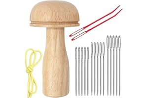 TENDIREN Darning Mushroom, Wood Darning Egg Sewing Tool Repair for Darning Socks, Hats, Pants, Sweaters, DIY Sewing Crafts, Cute Wooden Mushroom Darner Needle Patch Holes