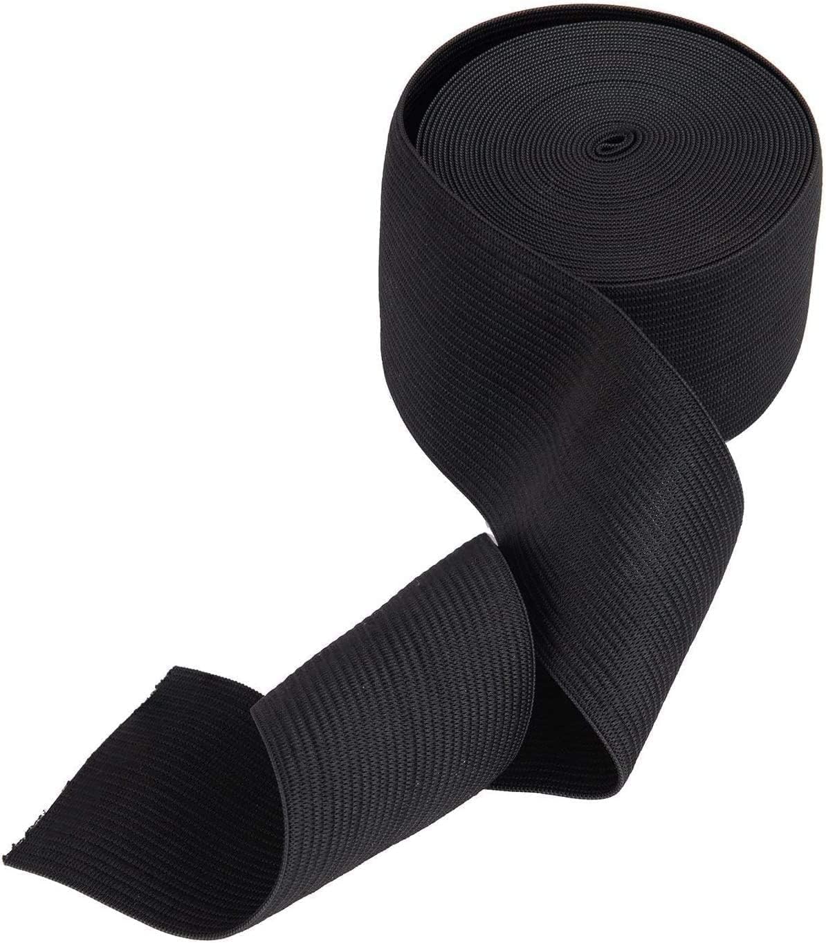 Black Elastic Flat Woven Heavy Stretch Sewing Bands Webbing Garment Tailoring Dress Skirt Waist Band Headbands Trouser Art and Craft Elastic 25mm,50mm,75mm (2 Inch x 10 Meter)