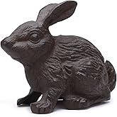 Cast Iron Rabbit Statue 7.3“ Garden Home Office Desk Decor Collection Animal Figurine TQZDPT42