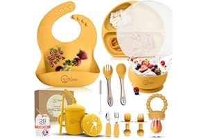 O'doe Fournitures d'alimentation LED pour bébé - 17 pièces - Bol en silicone à ventouse pour bébé - Mangeoire à fruits, tasse