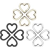 SyhirNmly 12 PC Heart Carabiner Clips, Cute Gold Heart Keychain Clip Spring Snap Clasp Hook Key Ring for Camping Backpack Bottle DIY Crafts