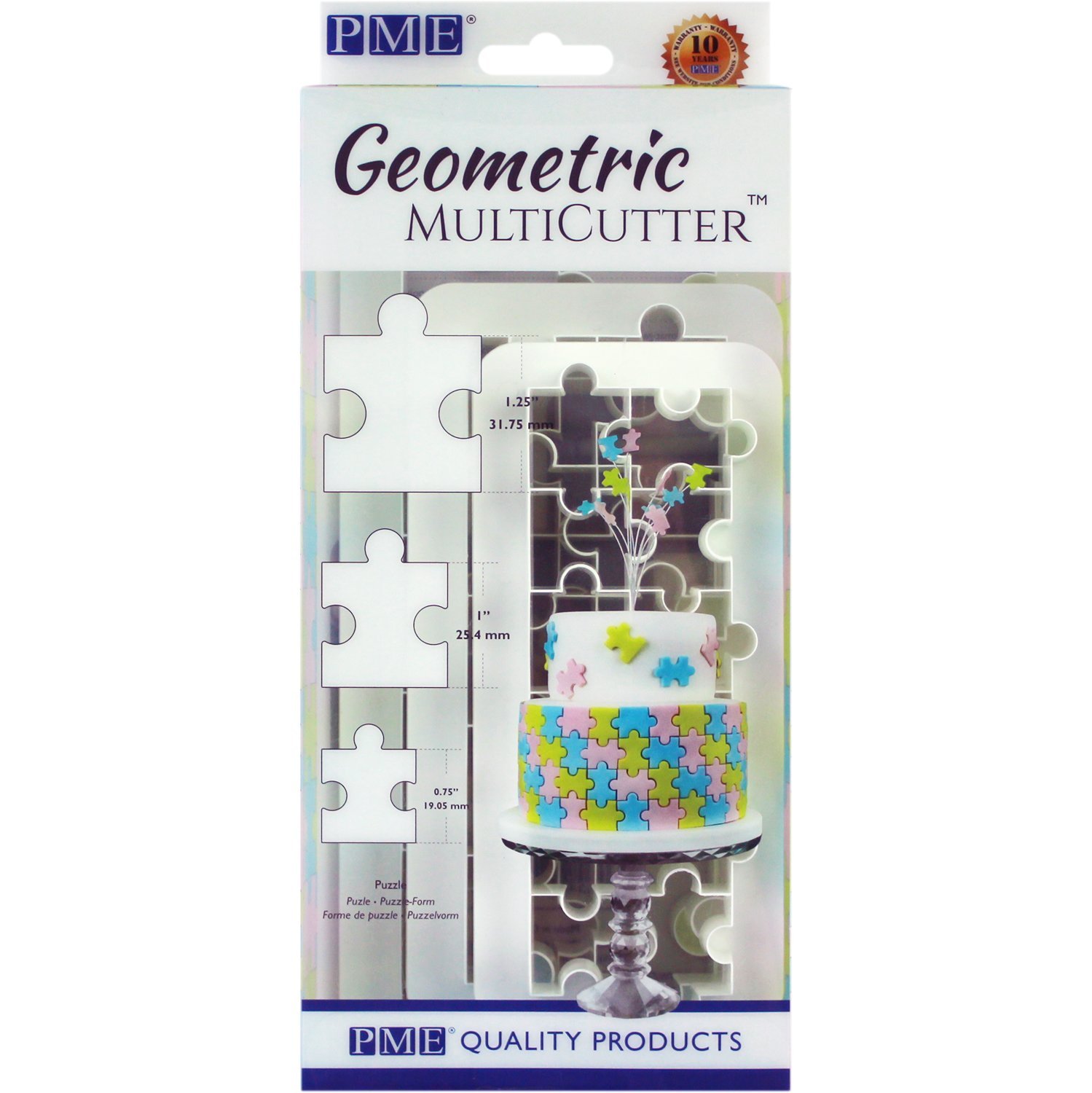 PME GMC154 Geometric Multicutters for Cake Design-Puzzle-Small, Medium & Large Size, Set of 3, White