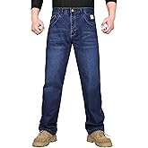 BOCOMAL FR Pants for Men Relax Fit Flame Resistant Jeans 14oz Heavy Duty Washed Work Jeans