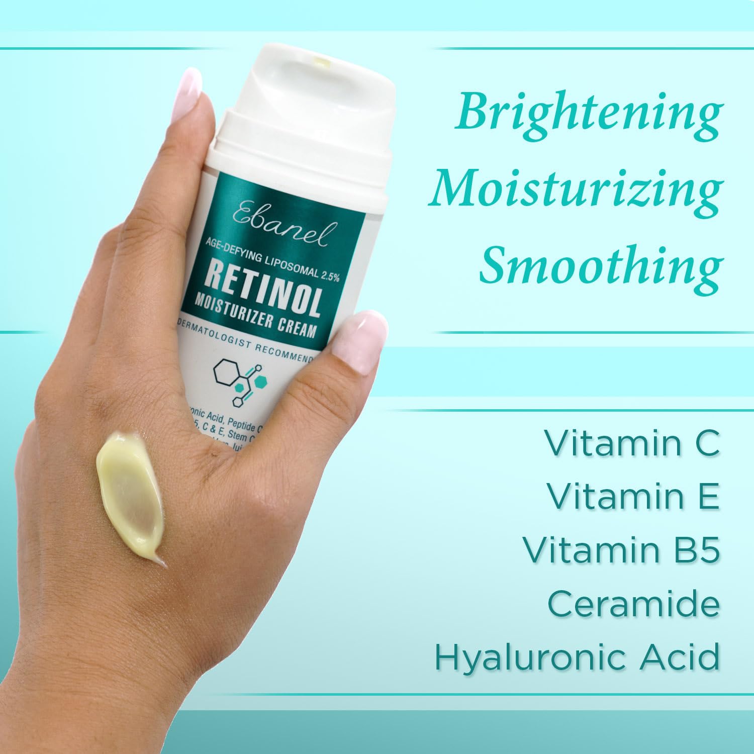 Ebanel 2.5 Retinol Cream Face Moisturizer with Peptides, Vitamin C, Hyaluronic Acid, Anti Aging