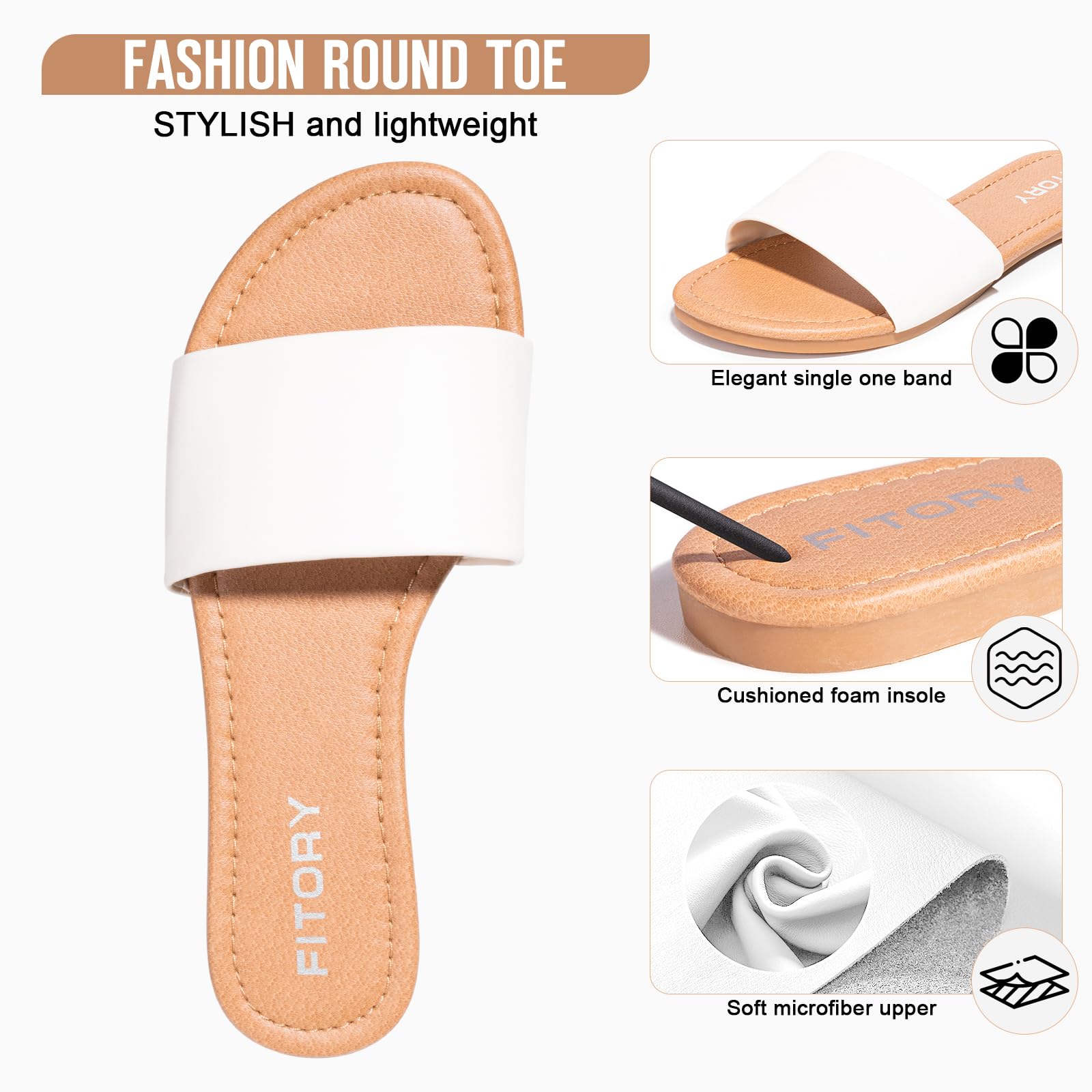 FITORY Women's Slide Sandals Fashion Square Open Toe with Cushioned Footbed Slippers for Beach Size