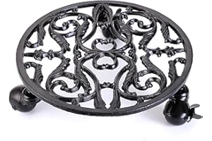 MDLUU Plant Caddy Heavy Duty 11-Inch, Plant Stand with Wheels, Moveable Planter Trolley, Cast Iron Planter Dolly for Garden Vase, Plant Pot, Capacity 350lbs